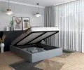 Čalouněná postel ORLANDO 180x200 Šedá Trinity s úložným prostorem kovový rošt